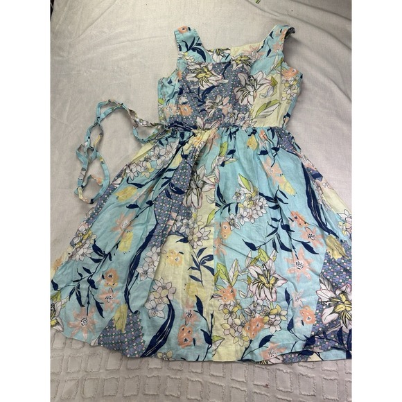 Malvin Hamburg Germany Size Large Colorful Floral Linen Sleeveless Dress - Picture 8 of 8